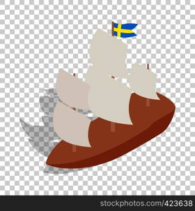 Ship with Swedish flag isometric icon 3d on a transparent background vector illustration. Ship with Swedish flag isometric icon