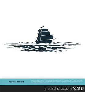 Ship, Yacht, Boat Icon Vector Logo Template Illustration Design. Vector EPS 10.