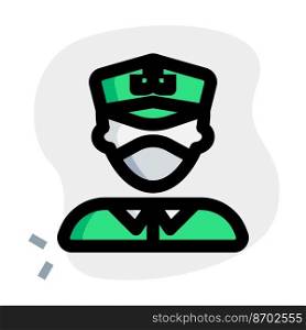 Shipmaster in uniform wearing face mask