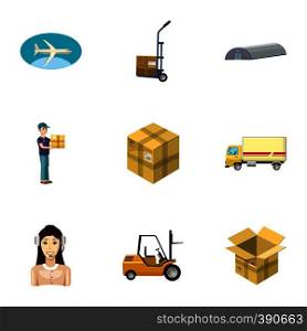 Shipment icons set. Cartoon illustration of 9 shipment vector icons for web. Shipment icons set, cartoon style