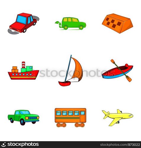 Shipment icons set. Cartoon set of 9 shipment vector icons for web isolated on white background. Shipment icons set, cartoon style
