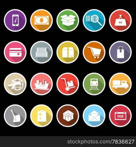 Shipment icons with long shadow, stock vector