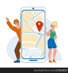shipment tracking delivery order route. truck service. package app transport character web flat cartoon illustration. shipment tracking vector