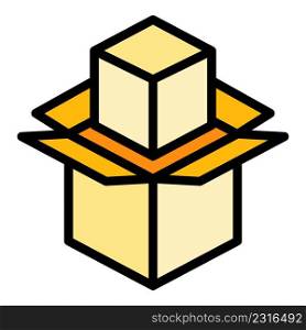 Shipping box icon. Outline shipping box vector icon color flat isolated. Shipping box icon color outline vector