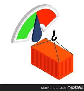 Shipping concept icon isometric vector. Hooked cargo container and indicator. Shipment concept, big load. Shipping concept icon isometric vector. Hooked cargo container and indicator