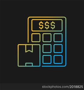 Shipping cost calculator gradient vector icon for dark theme. Planning delivery budget by online service. Thin line color symbol. Modern style pictogram. Vector isolated outline drawing. Shipping cost calculator gradient vector icon for dark theme