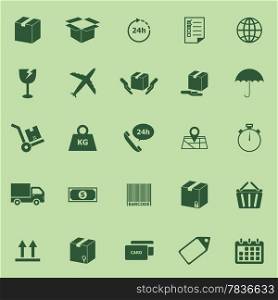 Shipping icons on green background, stock vector