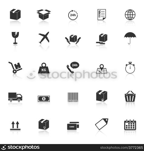 Shipping icons with reflect on white background, stock vector