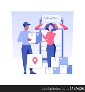 Shipping orders isolated concept vector illustration. Online store owner sends parcels via courier service, shop delivery, business idea, digital marketing, advertising agency vector concept.. Shipping orders isolated concept vector illustration.