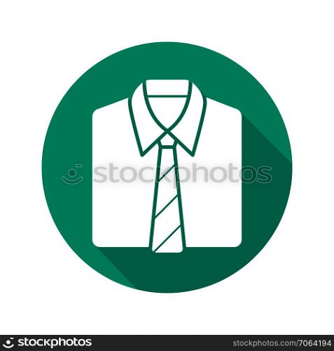 Shirt and tie flat design long shadow icon. Men&rsquo;s office uniform. Vector silhouette symbol. Shirt and tie flat design long shadow icon