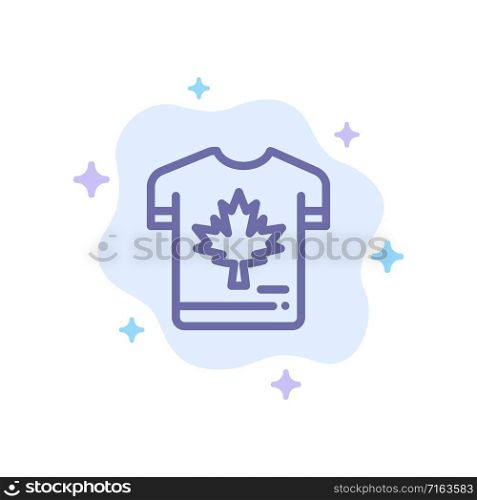 Shirt, Autumn, Canada, Leaf, Maple Blue Icon on Abstract Cloud Background
