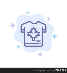 Shirt, Autumn, Canada, Leaf, Maple Blue Icon on Abstract Cloud Background