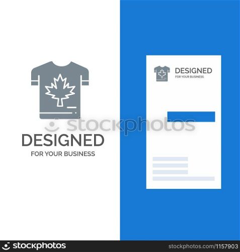 Shirt, Autumn, Canada, Leaf, Maple Grey Logo Design and Business Card Template