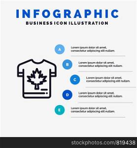 Shirt, Autumn, Canada, Leaf, Maple Line icon with 5 steps presentation infographics Background