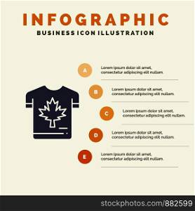 Shirt, Autumn, Canada, Leaf, Maple Solid Icon Infographics 5 Steps Presentation Background