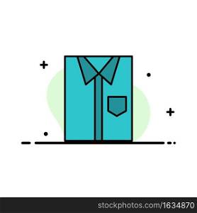 Shirt, Cloth, Clothing, Dress, Fashion, Formal, Wear  Business Flat Line Filled Icon Vector Banner Template