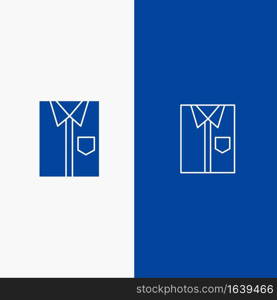 Shirt, Cloth, Clothing, Dress, Fashion, Formal, Wear Line and Glyph Solid icon Blue banner Line and Glyph Solid icon Blue banner
