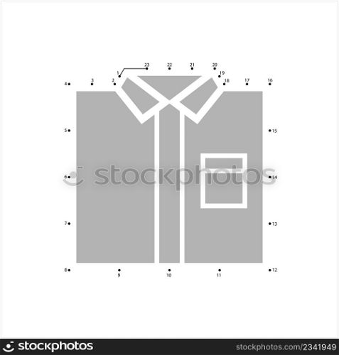 Shirt Icon Connect The Dots, Cloth Icon, Upper Body Garment With Collar, Sleeves And Cuffs Vector Art Illustration, Puzzle Game Containing A Sequence Of Numbered Dots