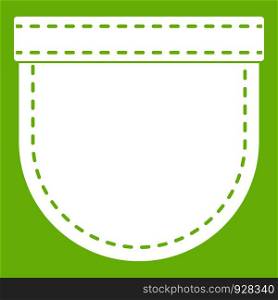 Shirt pocket icon white isolated on green background. Vector illustration. Shirt pocket icon green