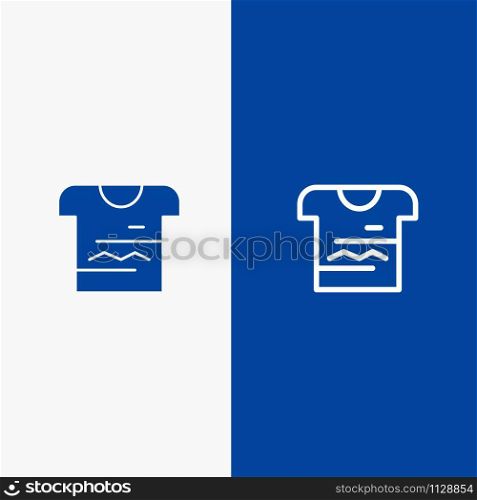 Shirt, Tshirt, Cloth, Uniform Line and Glyph Solid icon Blue banner Line and Glyph Solid icon Blue banner