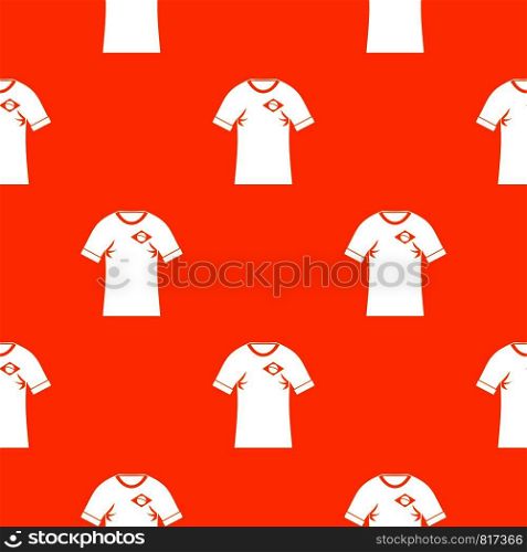 Shirt with the flag of Brazil sign pattern repeat seamless in orange color for any design. Vector geometric illustration. Shirt with flag of Brazil sign pattern seamless