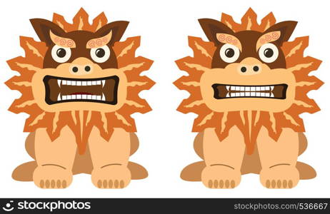 Shisa guardian lion illustration vector graphic - Japanese Okinawa traditional mascot and religious symbol heaven creature isolated on white background