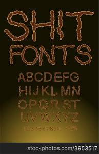 Shit font, letters of shit. Brown color