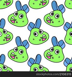 shocked face creature seamless pattern textile print