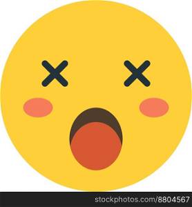 shocked face emoji illustration in minimal style isolated on background