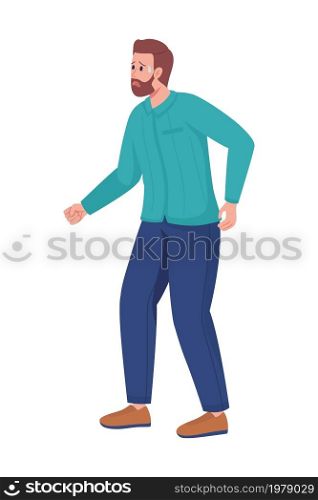 Shocked man semi flat color vector character. Standing figure. Full body person on white. Response to extreme event isolated modern cartoon style illustration for graphic design and animation. Shocked man semi flat color vector character