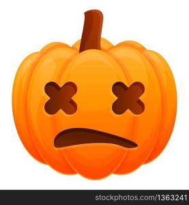 Shocked pumpkin icon. Cartoon of shocked pumpkin vector icon for web design isolated on white background. Shocked pumpkin icon, cartoon style