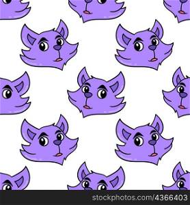 shocked wolf face seamless pattern textile print