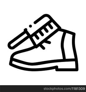 Shoe Brushing Icon Vector. Outline Shoe Brushing Sign. Isolated Contour Symbol Illustration. Shoe Brushing Icon Vector Outline Illustration