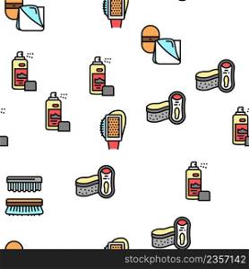 Shoe Care Accessories Vector Seamless Pattern Thin Line Illustration. Shoe Care Accessories Vector Seamless Pattern