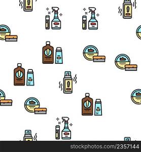 Shoe Care Accessories Vector Seamless Pattern Thin Line Illustration. Shoe Care Accessories Vector Seamless Pattern