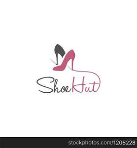 Shoe hut vector logo design. Creative logo design concept for shoe store. Fashion and Feminine logo design template.