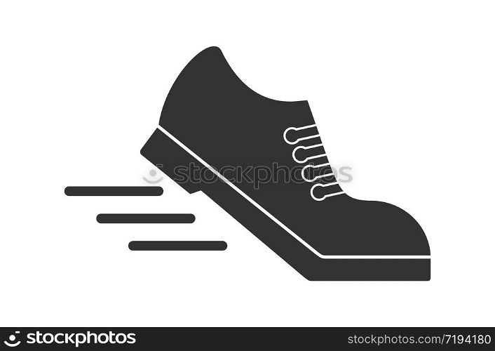 Shoe icon, filled silhouette, isolated on white background, flat modern design. Stock illustration