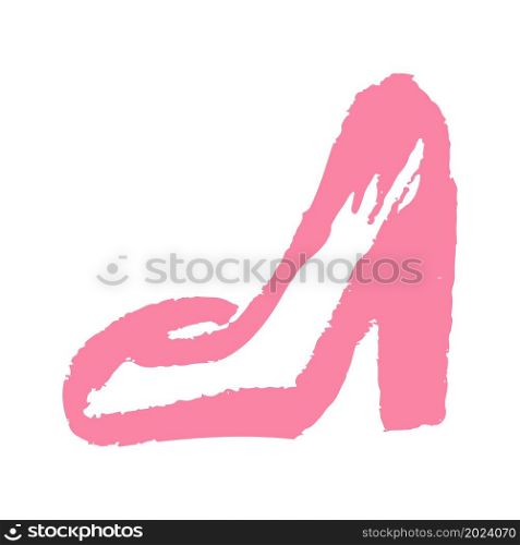 Shoe. Icon in hand draw style. Drawing with wax crayons, colored chalk, children&rsquo;s creativity. Vector illustration. Sign, symbol, pin, sticker. Icon in hand draw style. Drawing with wax crayons, children&rsquo;s creativity