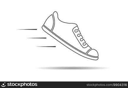 Shoe icon, thin line, empty outline isolated on white background, flat modern design. Stock illustration