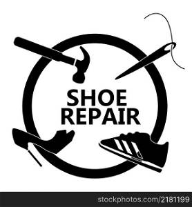 Shoe repair icon on white background. Shoe repair logo. shoemaker sign. flat style.
