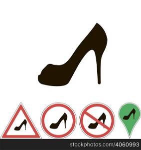 Shoe sign pointer on white background. Shoe