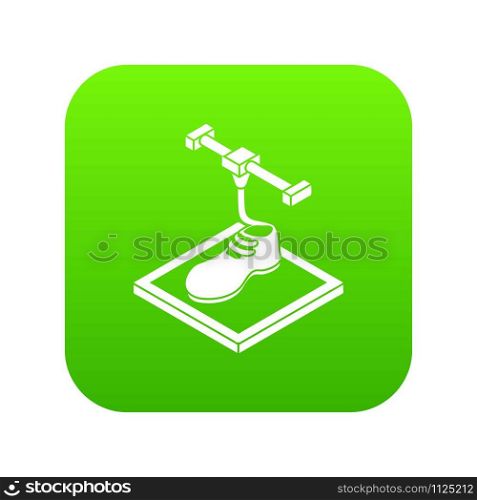 Shoes d printing icon green vector isolated on white background. Shoes d printing icon green vector