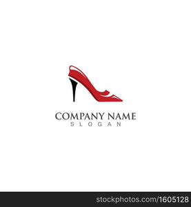 Shoes high woman logo design concept template