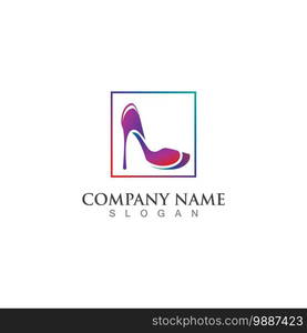 Shoes high woman logo design concept template