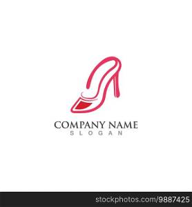 Shoes high woman logo design concept template