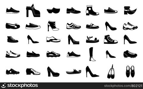 Shoes icon set. Simple set of shoes vector icons for web design isolated on white background. Shoes icon set, simple style