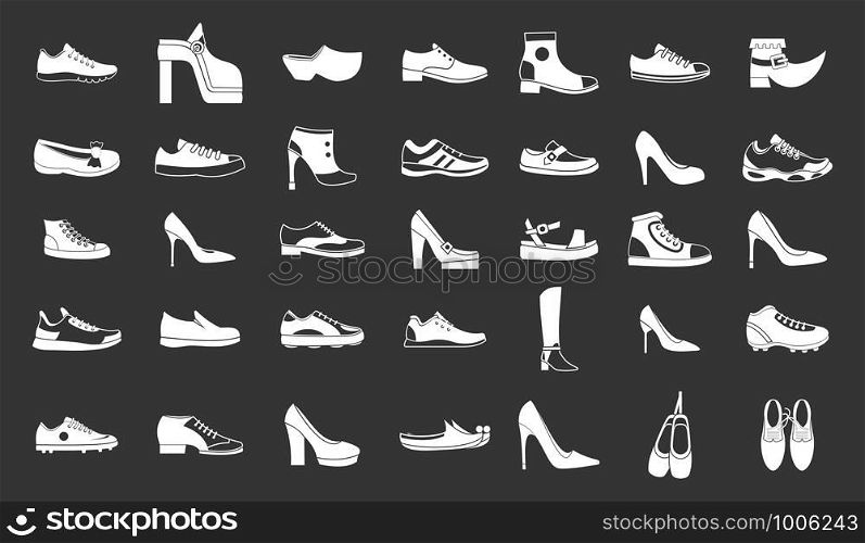 Shoes icon set vector white isolated on grey background . Shoes icon set grey vector