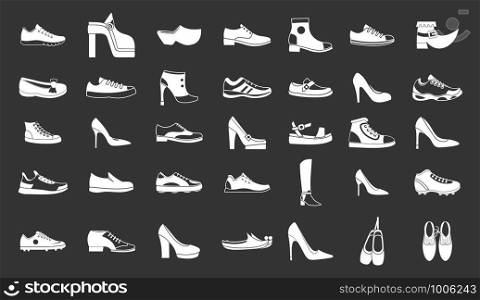 Shoes icon set vector white isolated on grey background . Shoes icon set grey vector