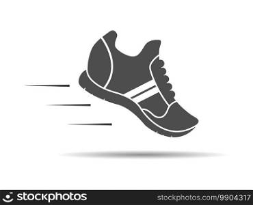 Shoes icon, silhouette isolated on white background, flat modern design. Stock illustration