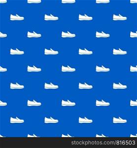 Shoes pattern repeat seamless in blue color for any design. Vector geometric illustration. Shoes pattern seamless blue